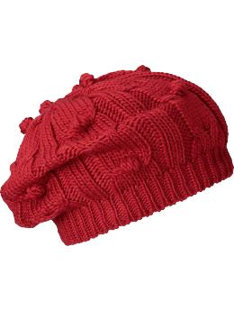 Women: Women's Cable-Knit Berets - Saucy Red