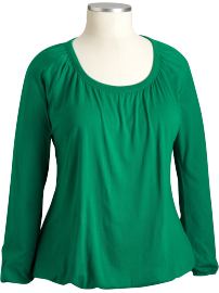 Women's Plus Scoop-Neck Blouson Tops
