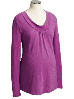 Maternity: Maternity Shirred Banded-Neck Top - Winter Plum