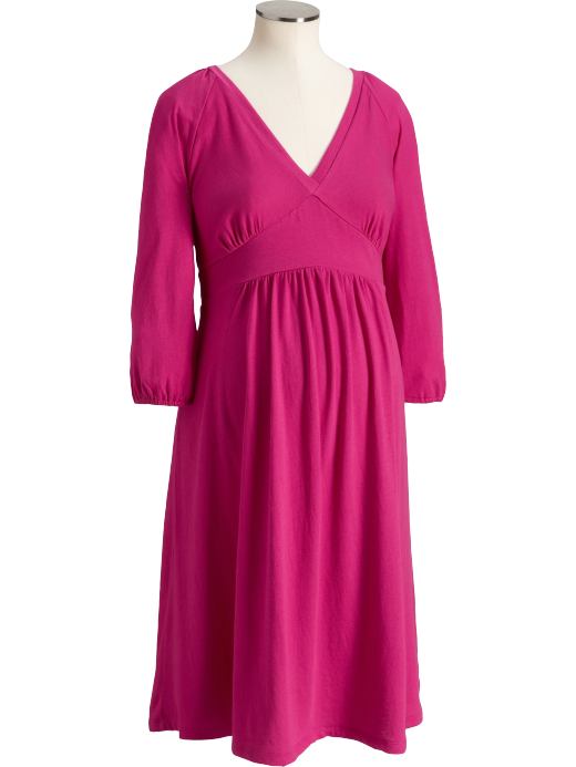 Maternity: Maternity Jersey V-Neck Dresses - Blink Pink