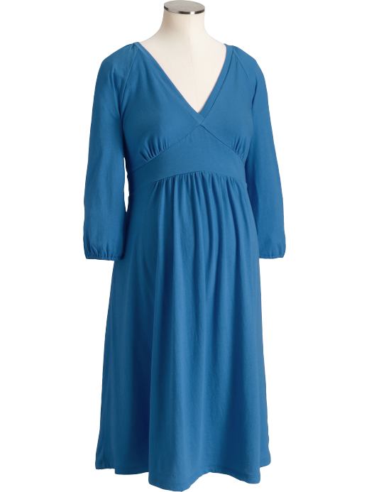Maternity: Maternity Jersey V-Neck Dresses - Blue Danube