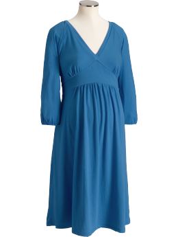 Maternity: Maternity Jersey V-Neck Dresses - Blue Danube