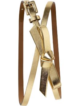 Women: Women's Metallic Bow Belts - Gold