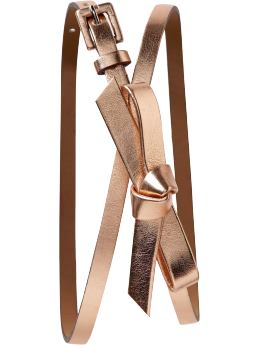 Women: Women's Metallic Bow Belts - Rose Pink