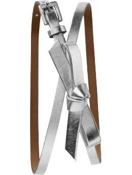 Women: Women's Metallic Bow Belts - Silver