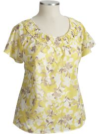 Women's Plus Pleated Scoop-Neck Tops