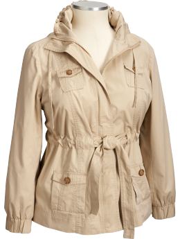 Women's Plus Cinch-Tie Twill Anoraks