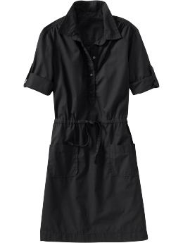 Women: Women's Drawstring-Waist Shirtdresses - Black Jack