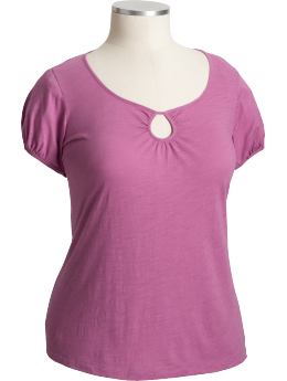 Women's Plus Slub-Knit Keyhole Tops