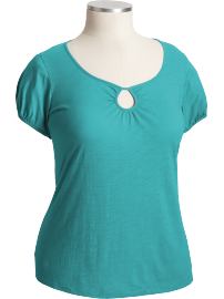 Women's Plus Slub-Knit Keyhole Tops