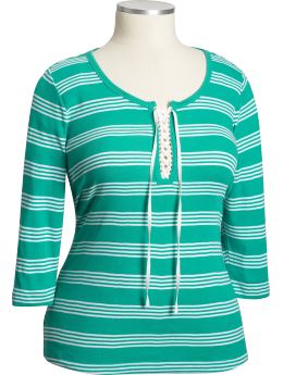 Women's Plus Braided Split Neck Tees