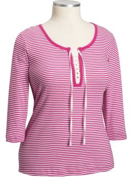 Women's Plus Braided Split Neck Tees