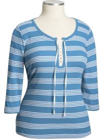 Women's Plus Braided Split Neck Tees
