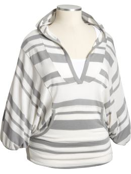 Women's Plus Striped Batwing Hoodies