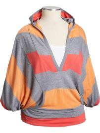 Women's Plus Striped Batwing Hoodies