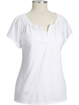 Women's Plus Split-Neck Jersey Tops