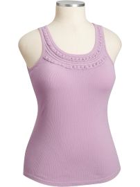 Women's Plus Embellished Rib-Knit Tanks