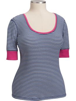 Women's Plus Striped Scoop-Neck Tees