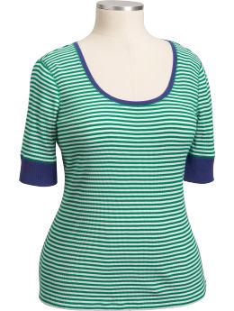 Women's Plus Striped Scoop-Neck Tees