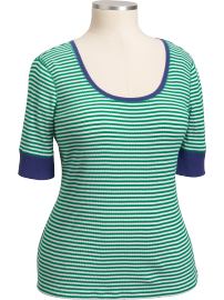 Women's Plus Striped Scoop-Neck Tees