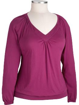 Women's Plus Banded V-Neck Tops