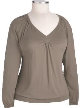 Women's Plus Banded V-Neck Tops