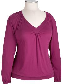 Women's Plus Banded V-Neck Tops