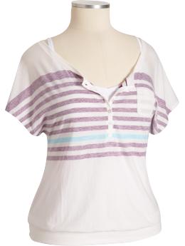 Women's Plus Scoop-Neck Henleys