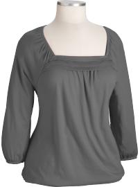 Women's Plus Square-Neck Pleated Tops