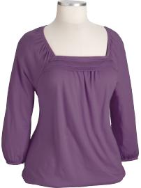 Women's Plus Square-Neck Pleated Tops