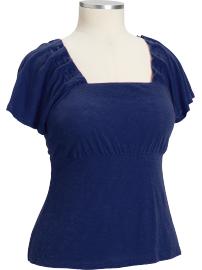 Women's Plus Rope-Trim Flutter Sleeve Tops