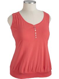 Women's Plus Jersey Henley Tanks