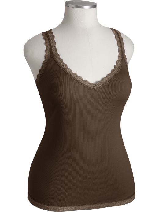 Womens Plus Lace-Trim Camis