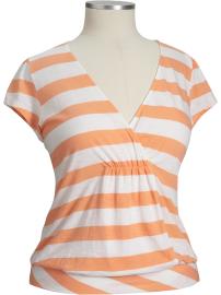 Women's Plus Striped Cross-Front Tops