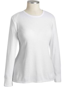 Women's Plus Metallic-Stripe Waffle Tees