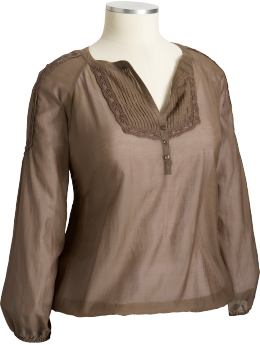 Women's Plus Silky-Gauze Blouson Tops