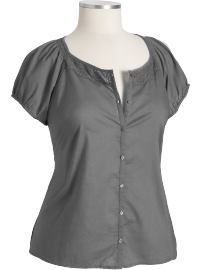 Women's Plus Embroidered-Trim Button-Front Top