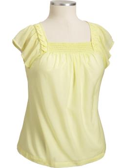 Women's Plus Lightweight Origami Flutter-Sleeve Tops