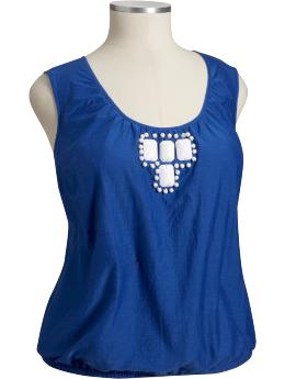 Women's Plus Faceted-Bead Silk-Blend Tops