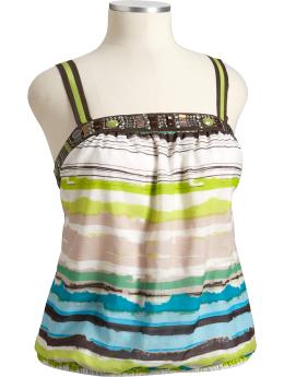 Women's Plus Silk-Blend Jeweled Blouson Tops