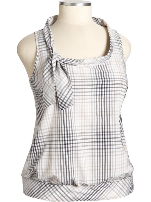Old Navy Womens Plus Plaid Tie-Neck Tops