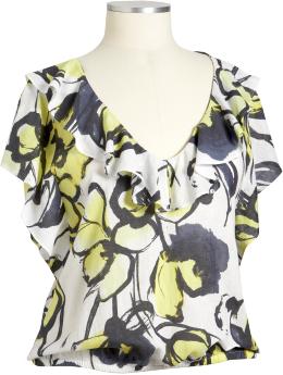 Women's Plus Ruffled Blouson Tops
