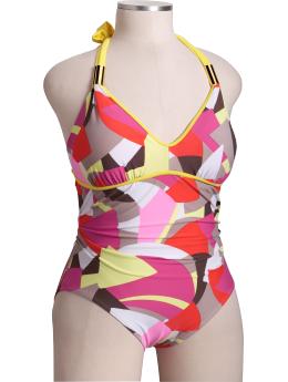 Women's Plus Printed Halter Swimsuits