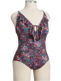 Women's Plus Ruffle-Trim Swimsuits