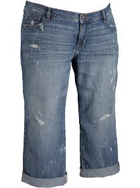 Women's Plus Distressed Boyfriend Cropped Jeans