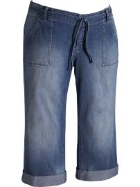 Women's Plus Tie-Belt Denim Capris