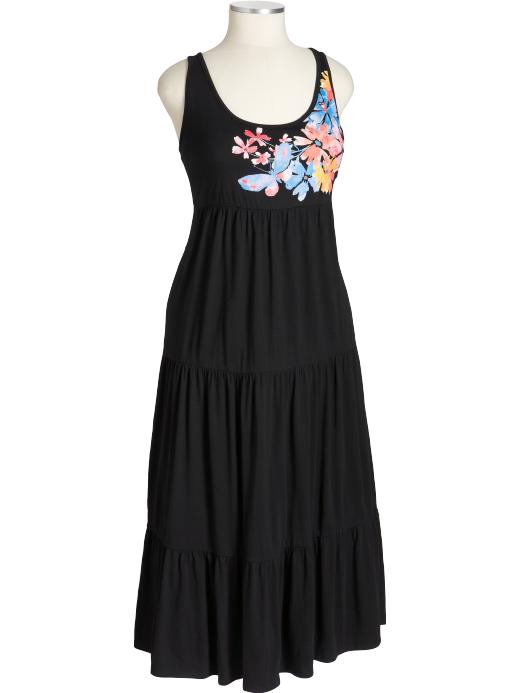 Old Navy Womens Plus Floral-Graphic Tiered Maxi Dresses