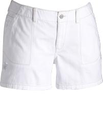Women's Plus Distressed White Denim Shorts (5")