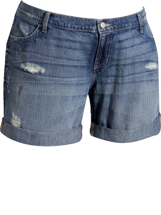 Womens Plus Distressed Paint-Stained Denim Shorts