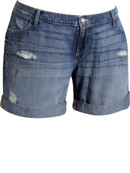Women's Plus Distressed Paint-Stained Denim Shorts (8")